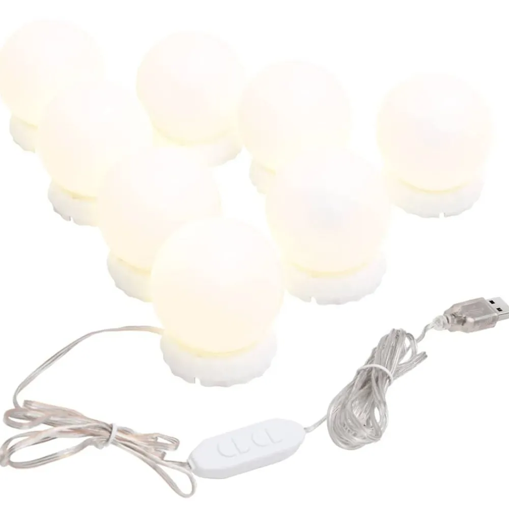 Spiegelverlichting met 8 LED-lampen warmwit en koudwit>vidaXL Hot
