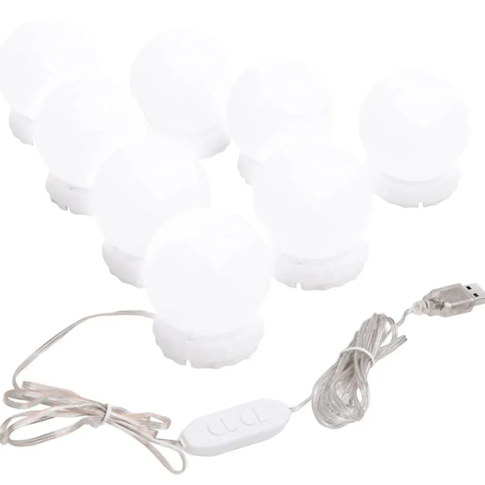 Spiegelverlichting met 8 LED-lampen warmwit en koudwit>vidaXL Hot