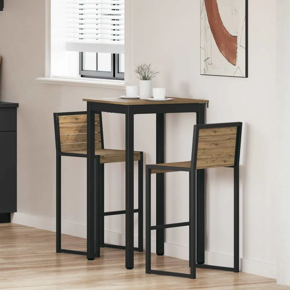 Tafels*vidaXL Staande Bartafel Bewerkt hout artisanaal eikenkleurig