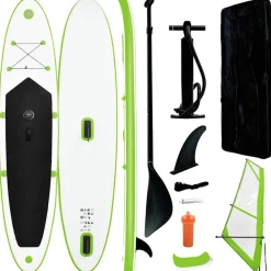 Buitensport*vidaXL Stand Up Paddleboard opblaasbaar met zeilset en wit Groen