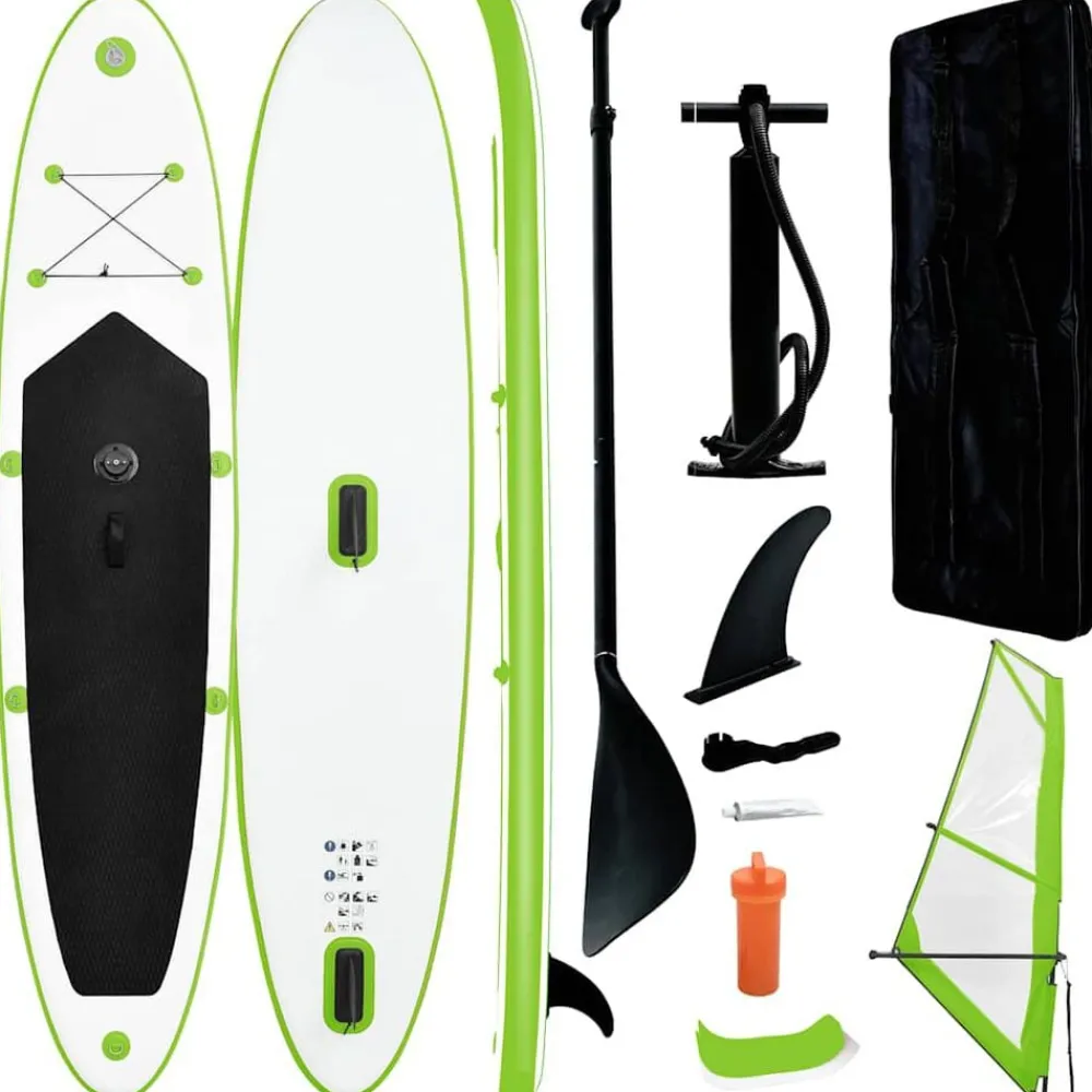 Buitensport*vidaXL Stand Up Paddleboard opblaasbaar met zeilset en wit Groen