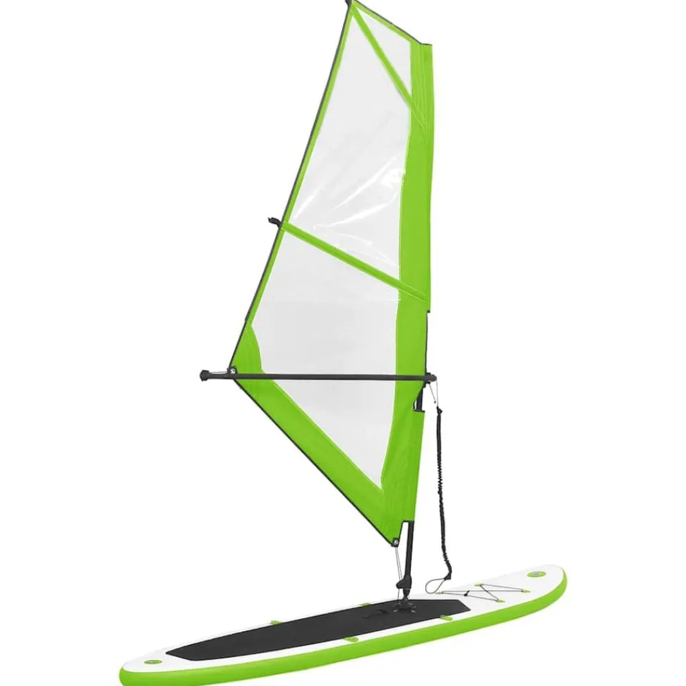 Buitensport*vidaXL Stand Up Paddleboard opblaasbaar met zeilset en wit Groen