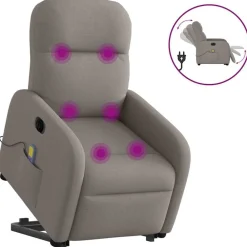 Stoelen*vidaXL Sta-op-massagestoel elektrisch verstelbaar stof Taupe
