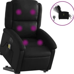 Stoelen*vidaXL Sta-op-massagestoel elektrisch kunstleer Zwart
