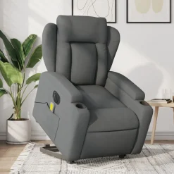 Stoelen*vidaXL Sta-op-massagestoel elektrisch verstelbaar stof Donkergrijs
