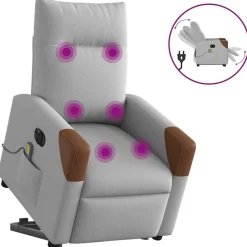 Sta-op-massagestoel elektrisch verstelbaar stof wolk grijs>vidaXL Outlet
