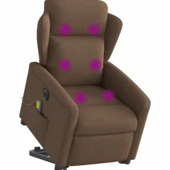 Stoelen*vidaXL Sta-op-massagestoel elektrisch verstelbaar stof Bruin