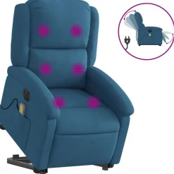 Stoelen*vidaXL Sta-op-massagestoel elektrisch verstelbaar fluweel Blauw