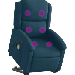 Stoelen*vidaXL Sta-op-massagestoel elektrisch verstelbaar fluweel Blauw