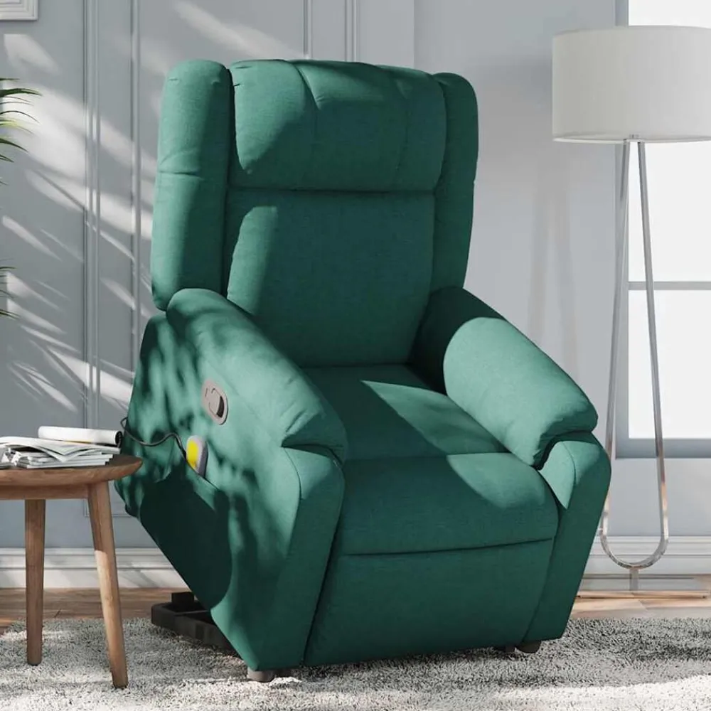 Stoelen*vidaXL Sta-op-massagestoel verstelbaar stof Donkergroen