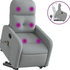 Stoelen*vidaXL Sta-op-massagestoel verstelbaar stof Lichtgrijs