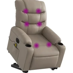 Stoelen*vidaXL Sta-op-massagestoel elektrisch kunstleer kleurig Cappuccino