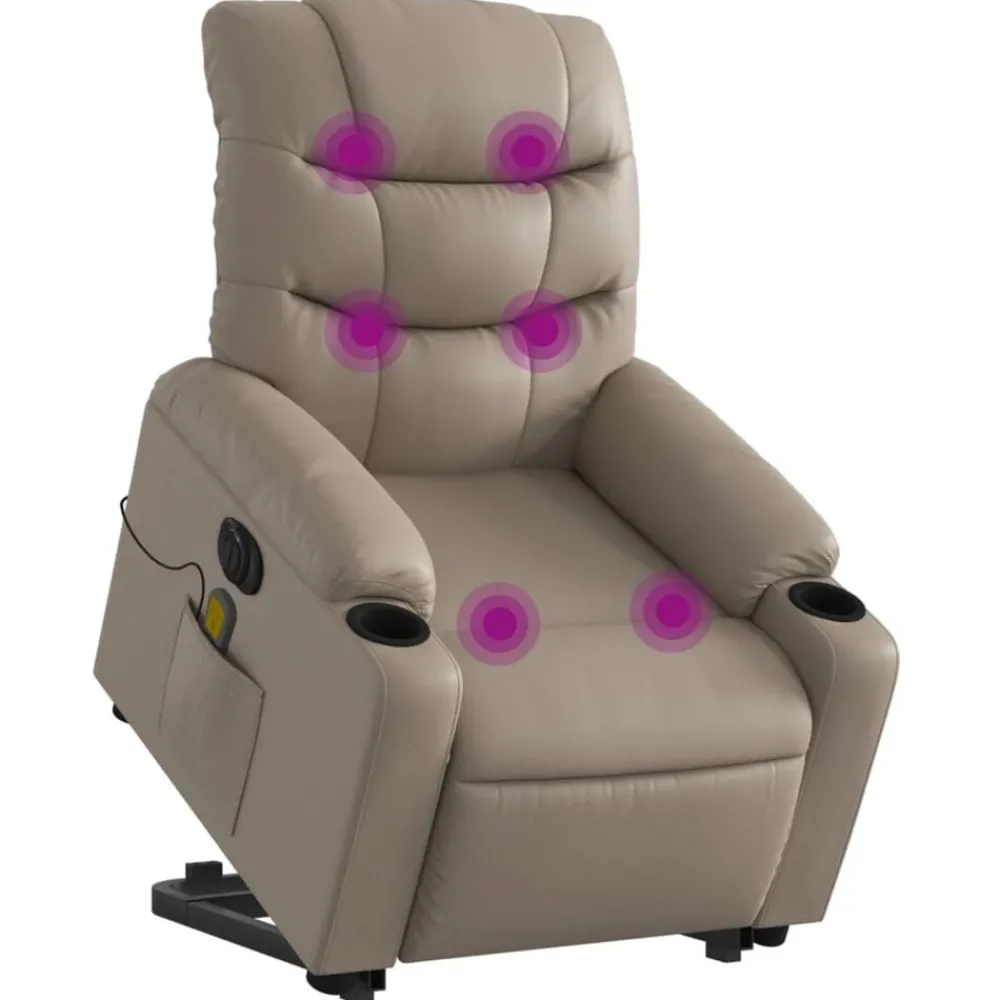 Stoelen*vidaXL Sta-op-massagestoel elektrisch kunstleer kleurig Cappuccino