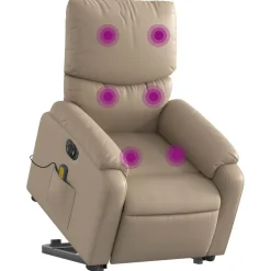 Stoelen*vidaXL Sta-op-massagestoel elektrisch kunstleer kleurig Cappuccino