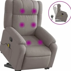 Stoelen*vidaXL Sta-op-massagestoel verstelbaar stof Taupe