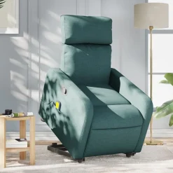 Stoelen*vidaXL Sta-op-massagestoel verstelbaar stof Donkergroen