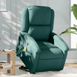 Stoelen*vidaXL Sta-op-massagestoel verstelbaar stof Donkergroen