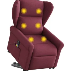 Stoelen*vidaXL Sta-op-massagestoel elektrisch verstelbaar stof Wijnrood