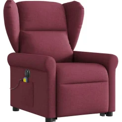 Stoelen*vidaXL Sta-op-massagestoel elektrisch verstelbaar stof Wijnrood