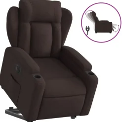 Stoelen*vidaXL Sta-op-stoel elektrisch stof Donkerbruin