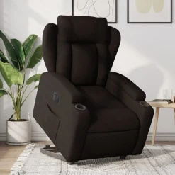Stoelen*vidaXL Sta-op-stoel elektrisch stof Donkerbruin