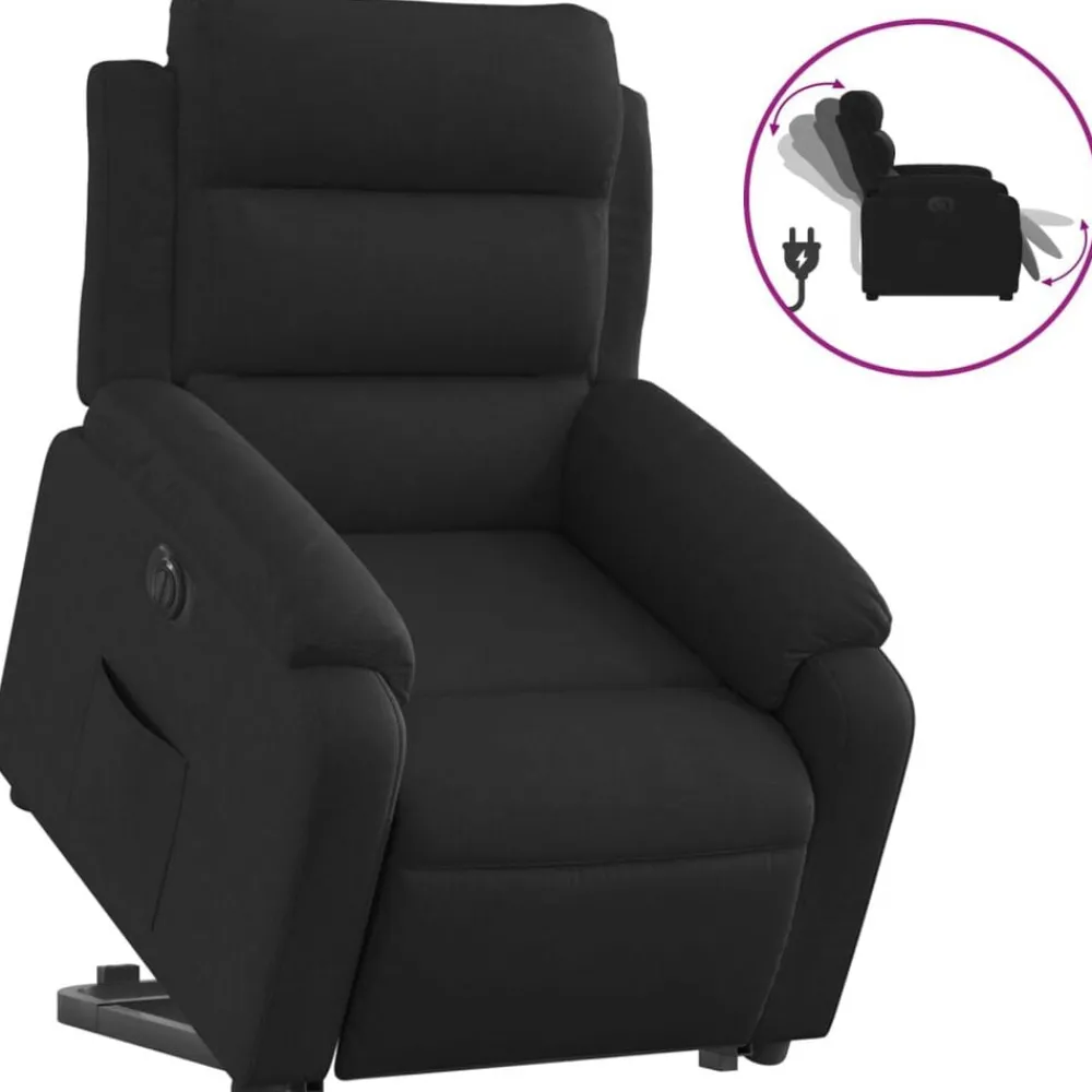 Stoelen*vidaXL Sta-op-stoel elektrisch verstelbaar stof Zwart