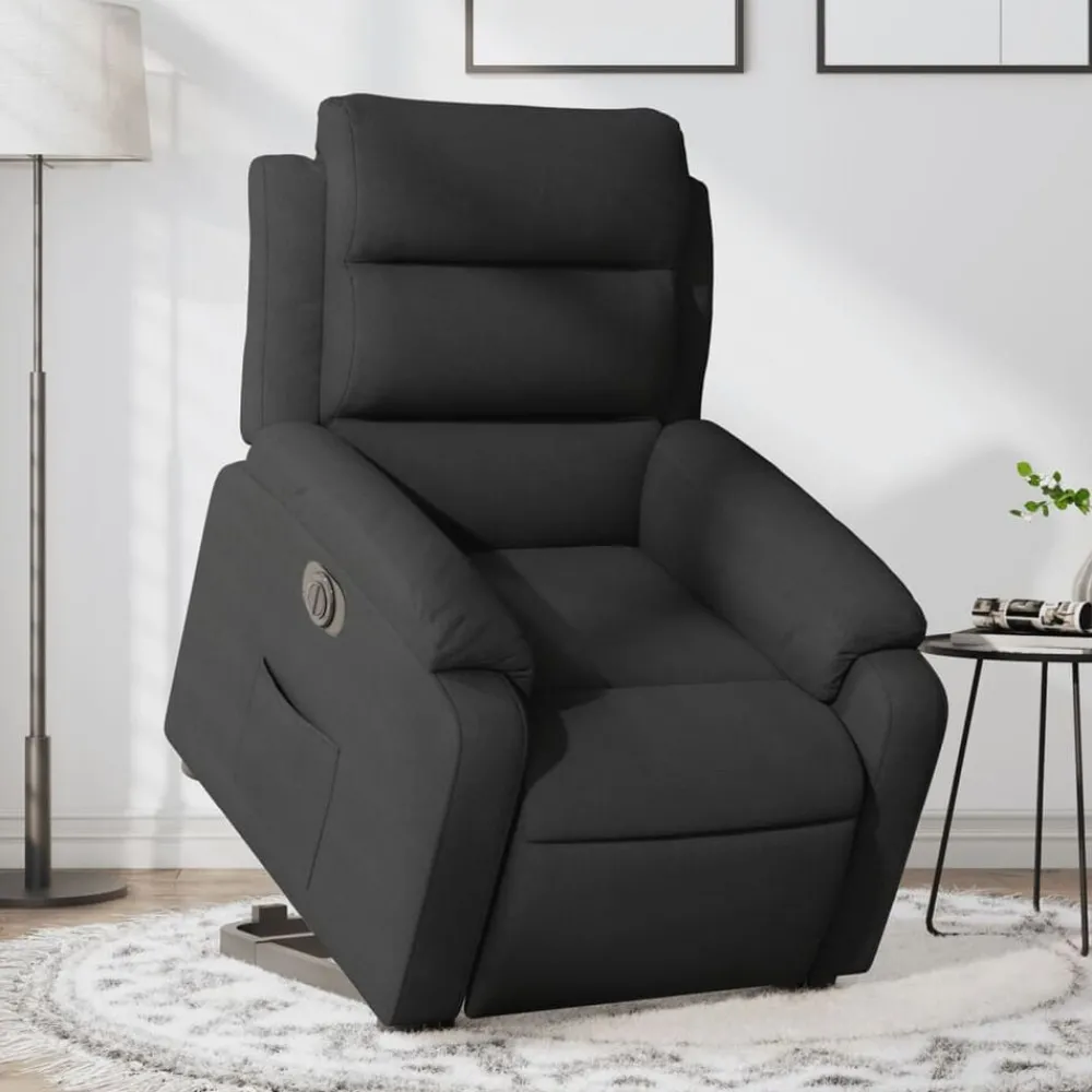 Stoelen*vidaXL Sta-op-stoel elektrisch verstelbaar stof Zwart