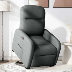 Stoelen*vidaXL Sta-op-stoel elektrisch verstelbaar stof Donkergrijs