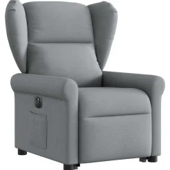 Stoelen*vidaXL Sta-op-stoel elektrisch verstelbaar stof Lichtgrijs