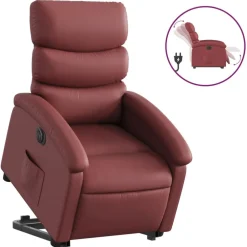 Stoelen*vidaXL Sta-op-stoel elektrisch kunstleer Wijnrood