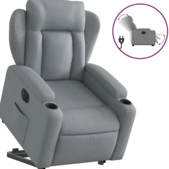 Stoelen*vidaXL Sta-op-stoel elektrisch verstelbaar stof Lichtgrijs