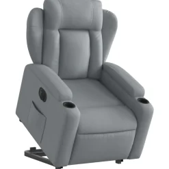 Stoelen*vidaXL Sta-op-stoel elektrisch verstelbaar stof Lichtgrijs