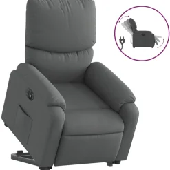 Stoelen*vidaXL Sta-op-stoel elektrisch verstelbaar stof Donkergrijs