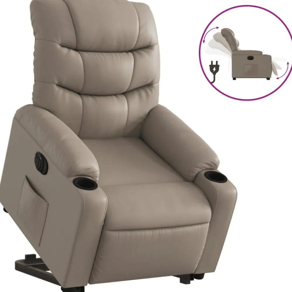Stoelen*vidaXL Sta-op-stoel elektrisch kunstleer kleurig Cappuccino