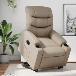 Stoelen*vidaXL Sta-op-stoel elektrisch kunstleer kleurig Cappuccino