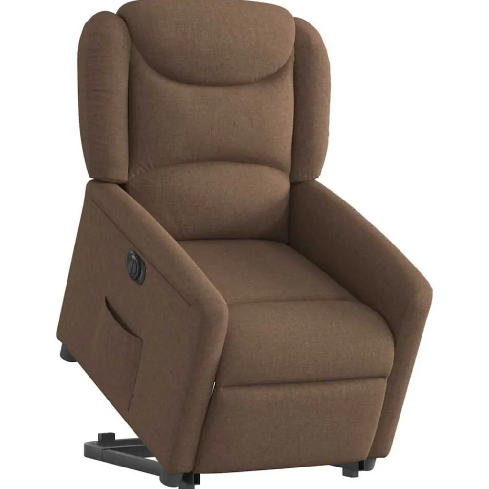 Stoelen*vidaXL Sta-op-stoel elektrisch verstelbaar stof Bruin