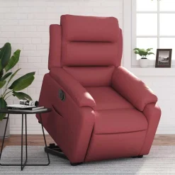 Stoelen*vidaXL Sta-op-stoel elektrisch kunstleer Wijnrood