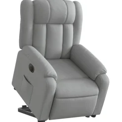 Stoelen*vidaXL Sta-op-stoel elektrisch verstelbaar stof Lichtgrijs