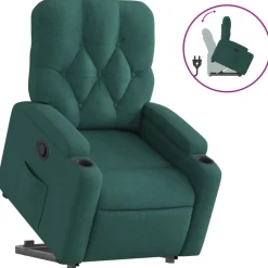 Stoelen*vidaXL Sta-op-stoel verstelbaar stof Donkergroen