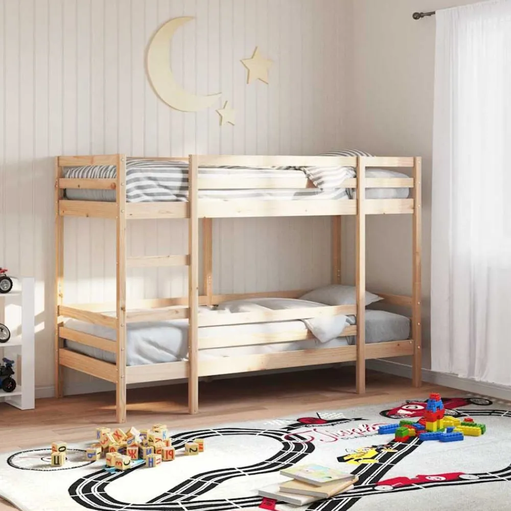 Bedden & Accessoires*vidaXL Stapelbed massief grenenhout 80x200 cm Naturel