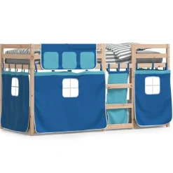 Stapelbed met gordijnen 90x200 cm massief grenenhout>vidaXL Discount