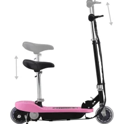 Buitensport*vidaXL Step elektrisch met zitje 120 W Roze