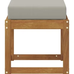 Tuinmeubelen*vidaXL Stoelbank met kussen Natuurlijk en Lichtgrijs 43 x 43 x 37 cm Naturel en lichtgrijs