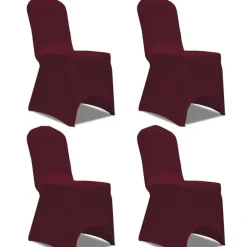 Woon- & Tuinaccessoires*vidaXL Stoelhoes stretch 4 stuks bordeaux Bordeauxrood