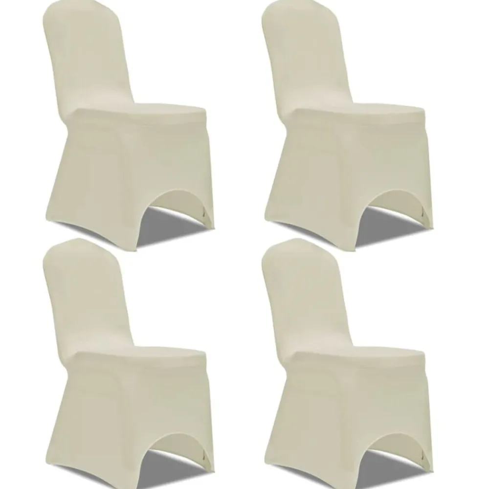Stoelhoes stretch 4 stuks Crèmekleurig>vidaXL Outlet