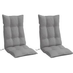 Woon- & Tuinaccessoires*vidaXL Stoelkussens 2 st hoge rug oxford stof Grijs