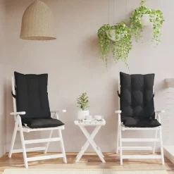 Woon- & Tuinaccessoires*vidaXL Stoelkussens 2 st hoge rug oxford stof Zwart