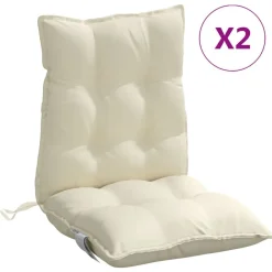 Woon- & Tuinaccessoires*vidaXL Stoelkussens 2 st lage rug oxford stof crèmekleurig Crème