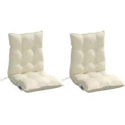 Woon- & Tuinaccessoires*vidaXL Stoelkussens 2 st lage rug oxford stof crèmekleurig Cr&egrave;me