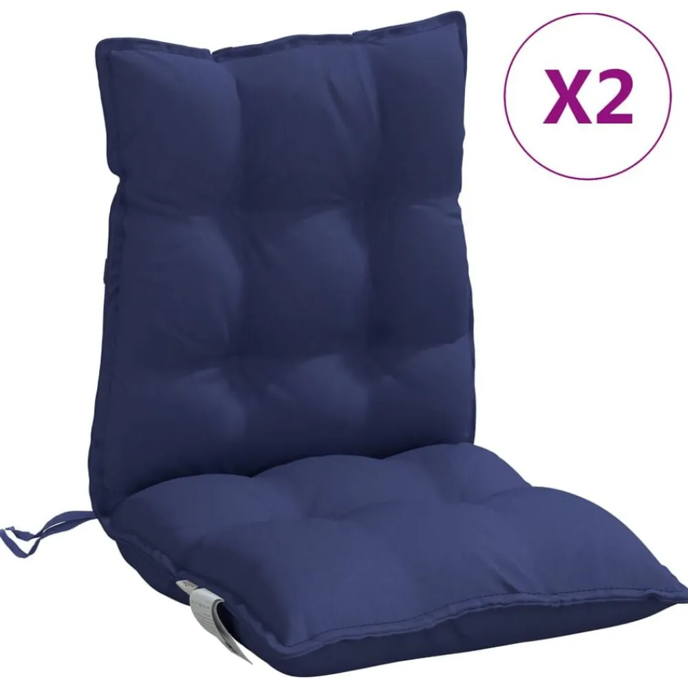 Woon- & Tuinaccessoires*vidaXL Stoelkussens 2 st lage rug oxford stof Marineblauw